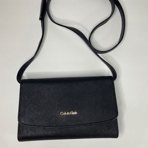 Calvin Klein Black Leather Shoulder Wallet